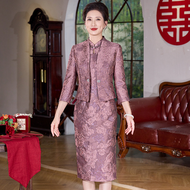 Set din două piese pentru mama miresei – rochie de nuntă, stil elegant, poliester (>95%), lansare toamnă 2025