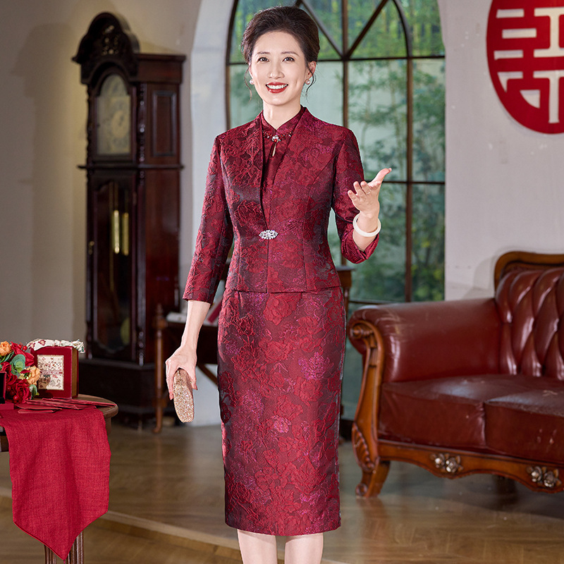 Set din două piese pentru mama miresei – rochie de nuntă, stil elegant, poliester (>95%), lansare toamnă 2025