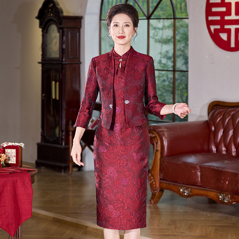 Set din două piese pentru mama miresei – rochie de nuntă, stil elegant, poliester (>95%), lansare toamnă 2025