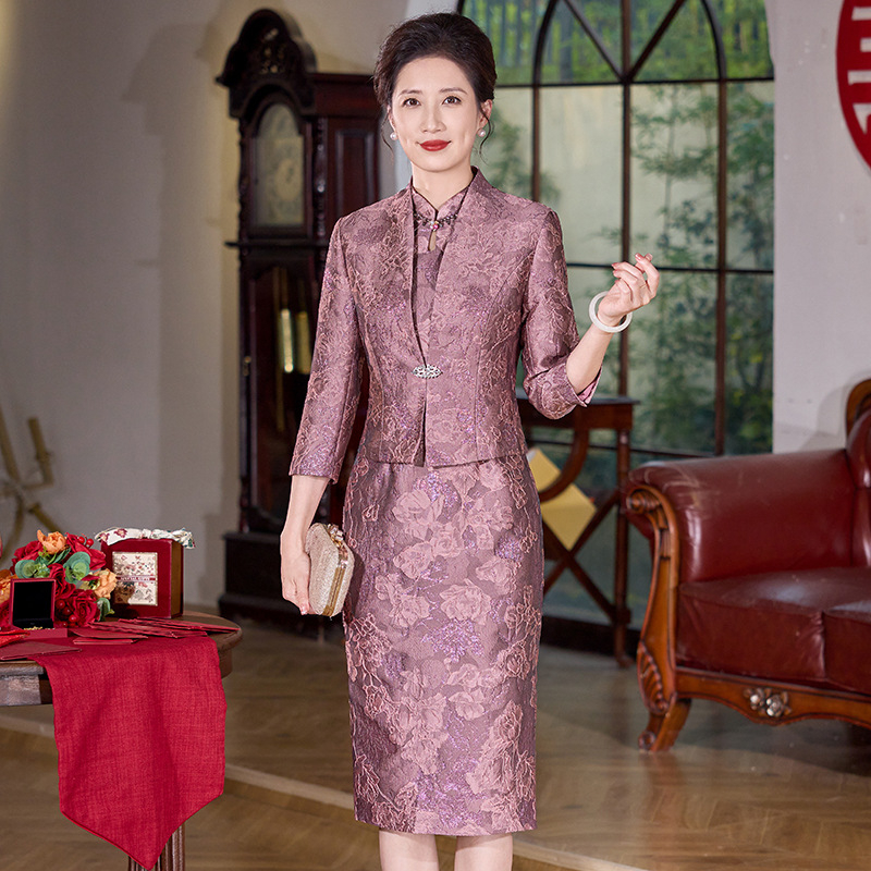 Set din două piese pentru mama miresei – rochie de nuntă, stil elegant, poliester (>95%), lansare toamnă 2025