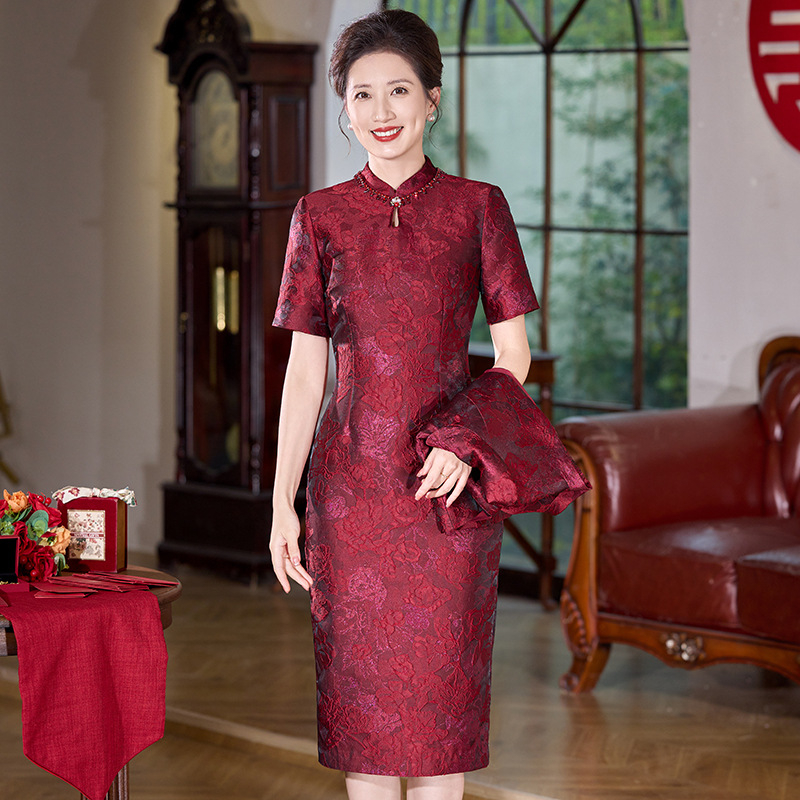 Set din două piese pentru mama miresei – rochie de nuntă, stil elegant, poliester (>95%), lansare toamnă 2025