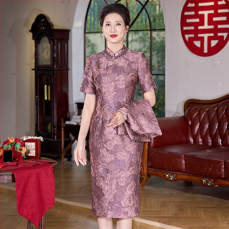 Dvojdielny svadobný šatový set pre matku – elegantný štýl, polyester (>95%), jesenné uvedenie 2025