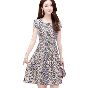 Флорална рокля с принт, конопено влакно в смес, 80–90% полиестер, прост стил за градски хипстер, печатна изработка, Есен 2023