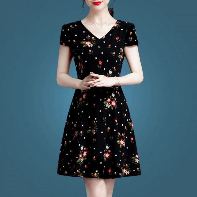 Флорална рокля с принт, конопено влакно в смес, 80–90% полиестер, прост стил за градски хипстер, печатна изработка, Есен 2023