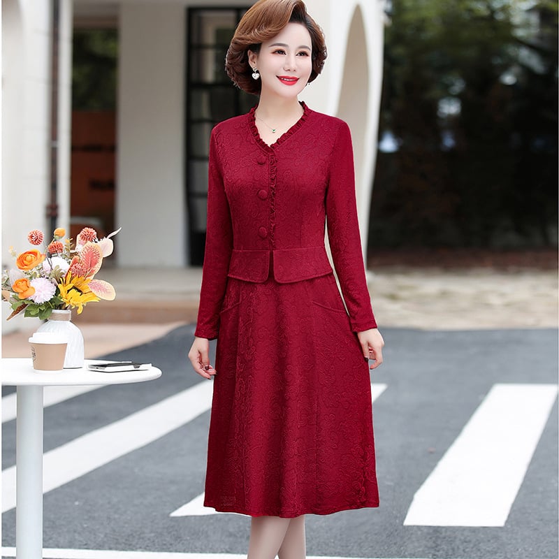 Дамска рокля с панели и шевове, средна дължина, дълги ръкави, плюс размер, шевова панелна конструкция (Зимен 2023; полиестер; основна съставка 95%+; вторично: полиестрово влакно <30%; стил: рокля)