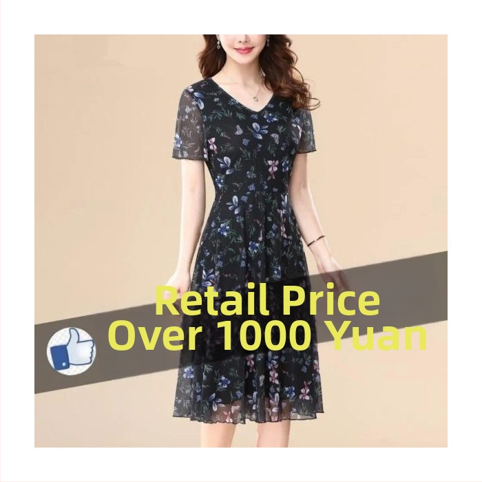 Kvetinové polyesterové midi šaty s V výstrihom, krátkymi rukávmi, vysokým pásom a A-line strih