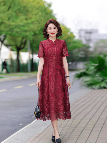 Haljina inspirirana Cheongsam, organza, jednobojna, stojeći ovratnik, dugi rukavi, A-linijski kroj, srednja duljina, Lyocell 70–80%, Proljeće 2025