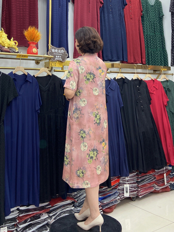 Nova nacionalna stil, svilena Cheongsam haljina za žene, plus veličine, ljeto 2024