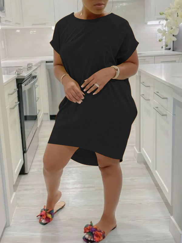 Haljina s A-linijskim krojem, okrugli izrez, kratki raglani rukavi, Milk Silk tkanina, midi dužina