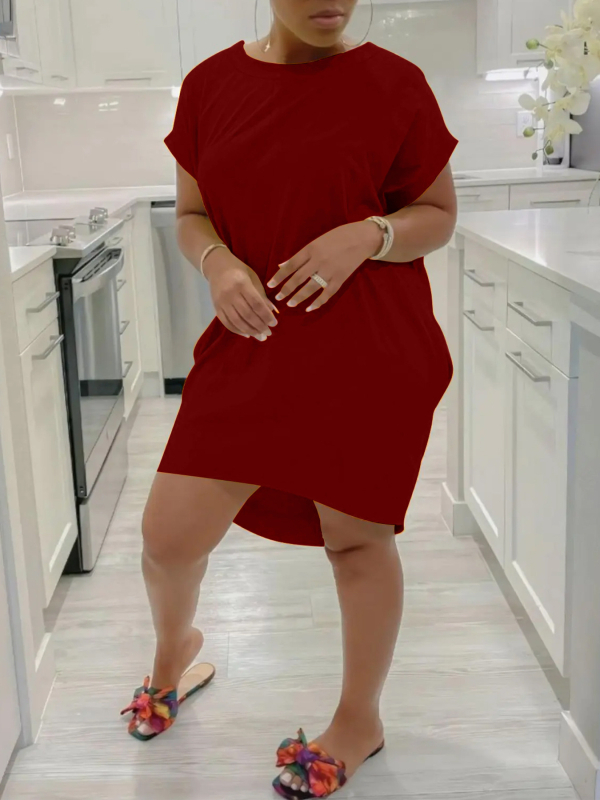 Haljina s A-linijskim krojem, okrugli izrez, kratki raglani rukavi, Milk Silk tkanina, midi dužina