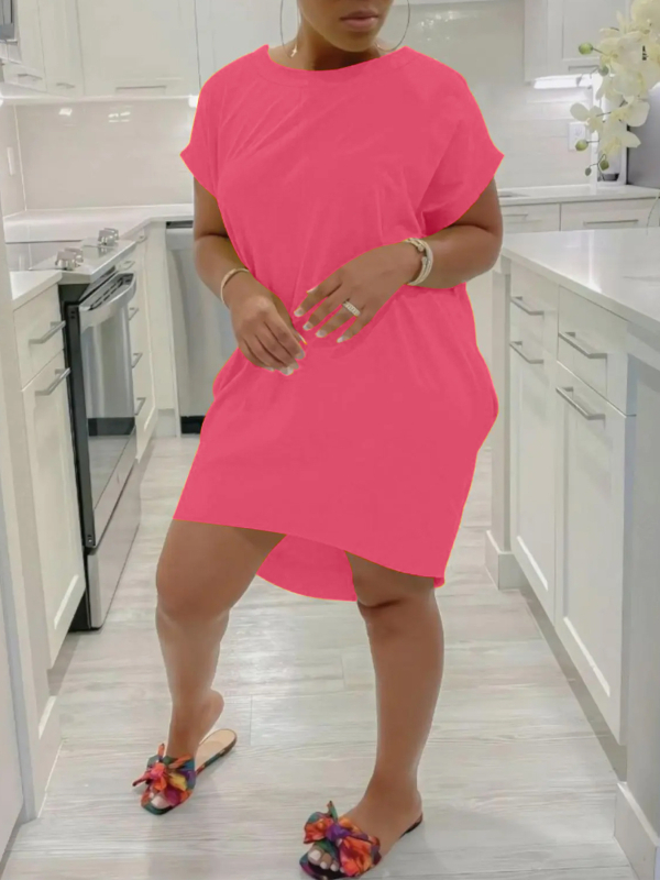 Haljina s A-linijskim krojem, okrugli izrez, kratki raglani rukavi, Milk Silk tkanina, midi dužina