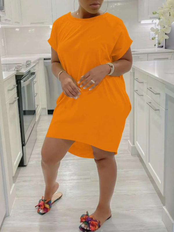 Haljina s A-linijskim krojem, okrugli izrez, kratki raglani rukavi, Milk Silk tkanina, midi dužina