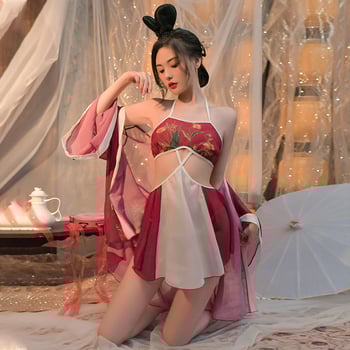 Σετ ύπνου σε στυλ Χανφου/εθνικό στυλ, Πολυεστέρας, Λεπτό ύφασμα, Μακριές μανίκες, Φούστα μεσαίου μήκους