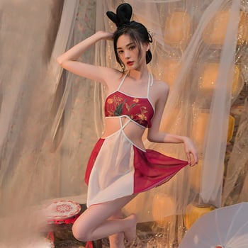 Σετ ύπνου σε στυλ Χανφου/εθνικό στυλ, Πολυεστέρας, Λεπτό ύφασμα, Μακριές μανίκες, Φούστα μεσαίου μήκους