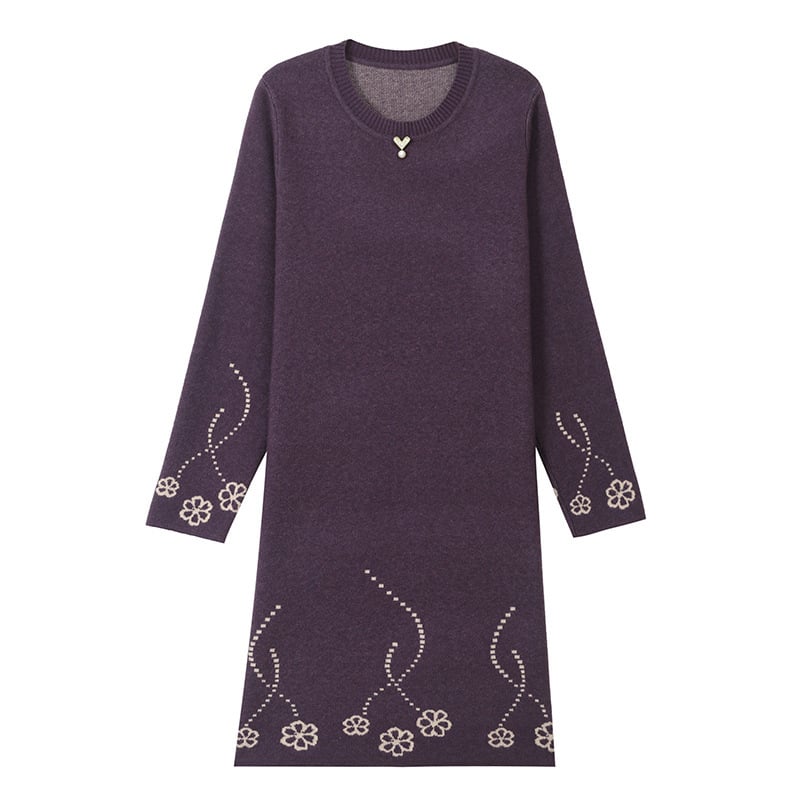 Плетена рокля в етно стил с яка Чеонгсам, средна дължина, мрежеста материя, акрилни влакна ≤30%, есен 2025.