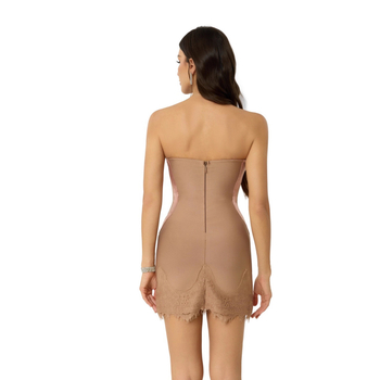Bodycon haljina s izrezom do broda, bez rukava, otvoreni stražnji dio, dizajn trake