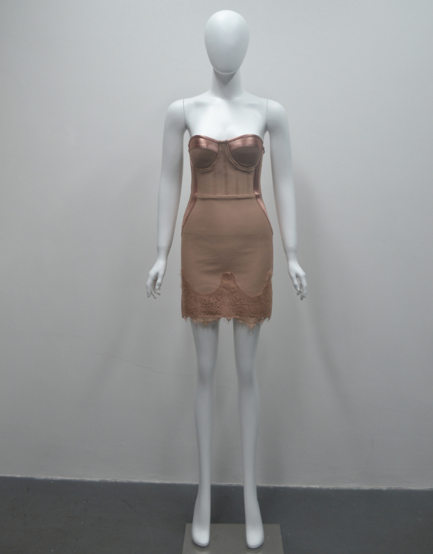 Bodycon haljina s izrezom do broda, bez rukava, otvoreni stražnji dio, dizajn trake