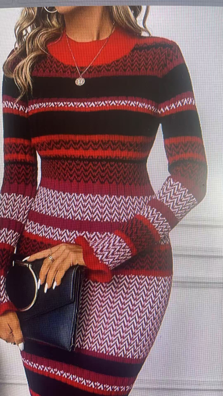 Novi jesen-zimski slim-fit pulover s blok boja i volanima na rubu, dugi rukavi, okrugli izrez