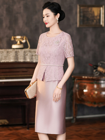 Mežģīņu midi kleita ar pērlītēm, elegants stils kāzu banketam, neilona pamatmateriāls ar poliesteru maisījumu, bez apkakles, vasara 2024