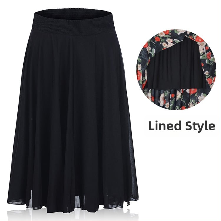 Флорална щампа Ice Silk плисирана пола със еластична талия, средна дължина