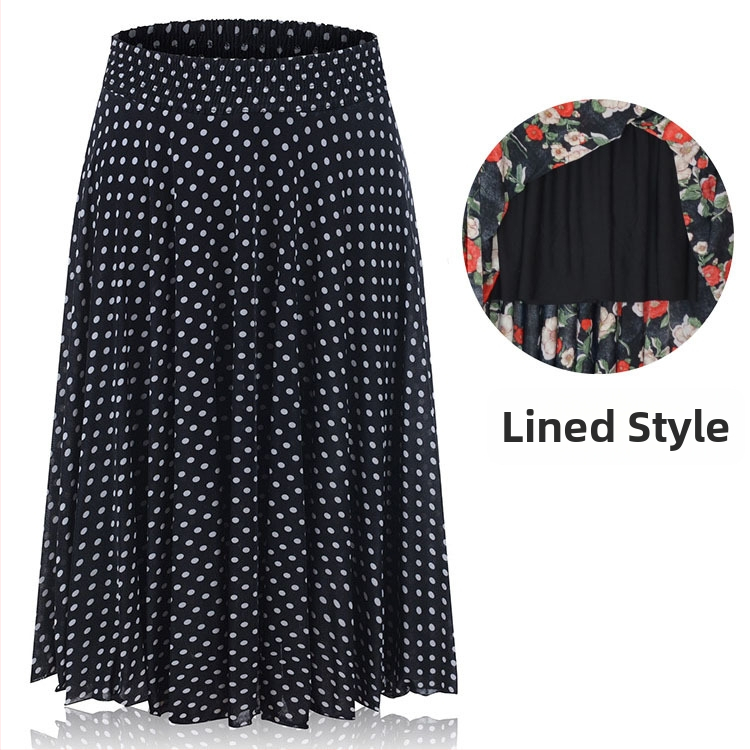 Floraalne print Ice Silk plisseeritud seelik keskmise pikkusega elastse vöökohaga