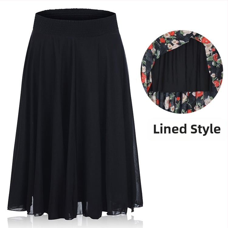 Флорална щампа Ice Silk плисирана пола със еластична талия, средна дължина