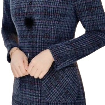 Рокля с еластичен полиестер, А-образен силует, дълги ръкави, средна дължина, висока талия