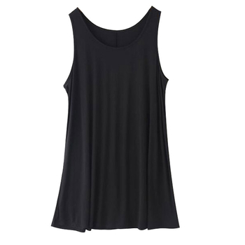 Rochie de noapte modal fără mâneci, croială lejeră, guler rotund, țesătură medie pentru femei de vârstă mijlocie