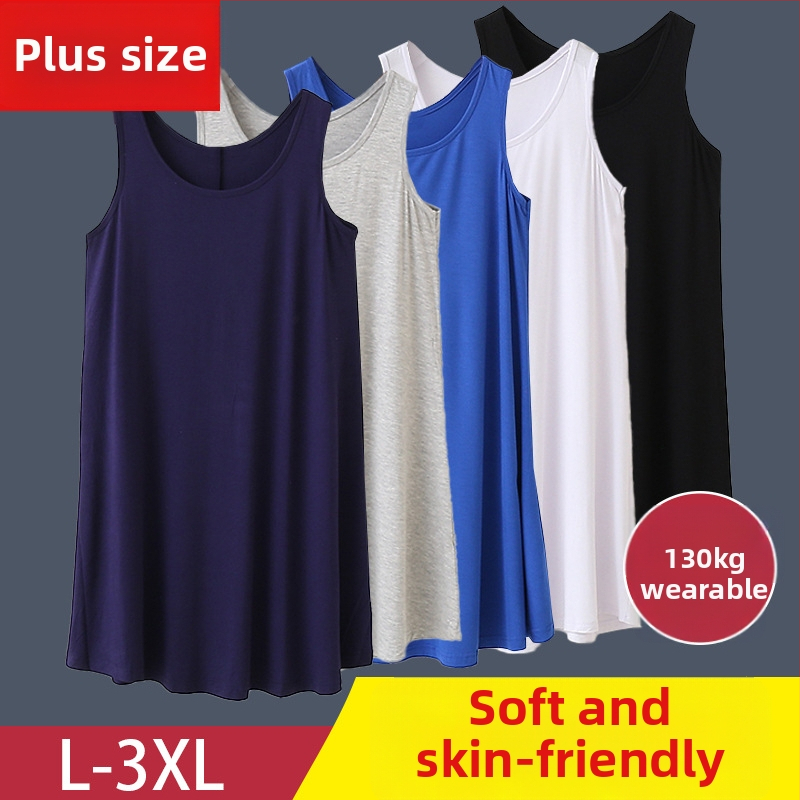 Rochie de noapte modal fără mâneci, croială lejeră, guler rotund, țesătură medie pentru femei de vârstă mijlocie