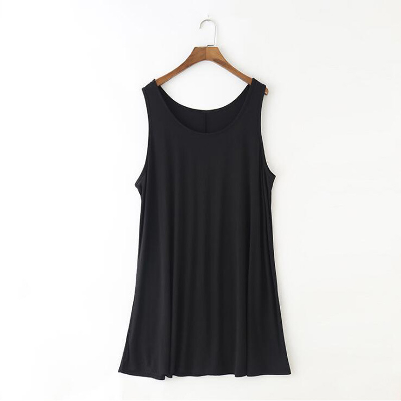 Rochie de noapte modal fără mâneci, croială lejeră, guler rotund, țesătură medie pentru femei de vârstă mijlocie