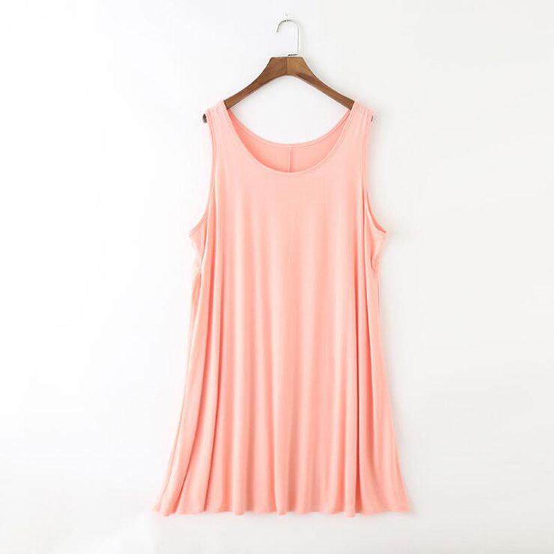 Rochie de noapte modal fără mâneci, croială lejeră, guler rotund, țesătură medie pentru femei de vârstă mijlocie