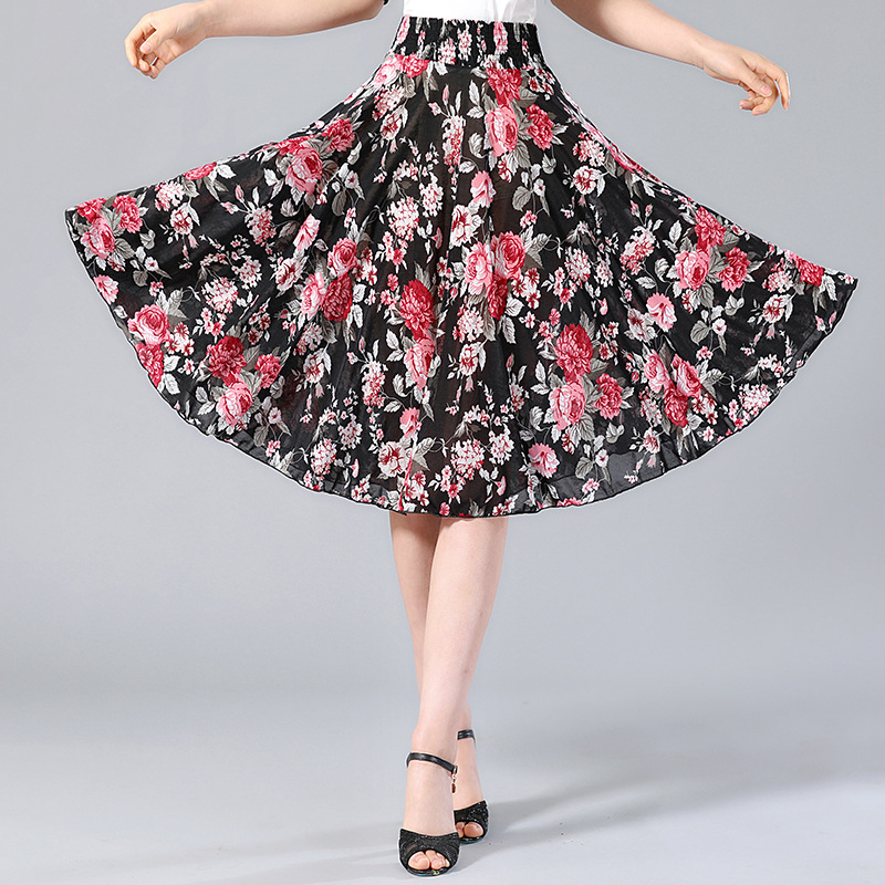 Юбка, народен стил, къса пола, обемна пола, ацетатна тъкан, печат/ боядисване