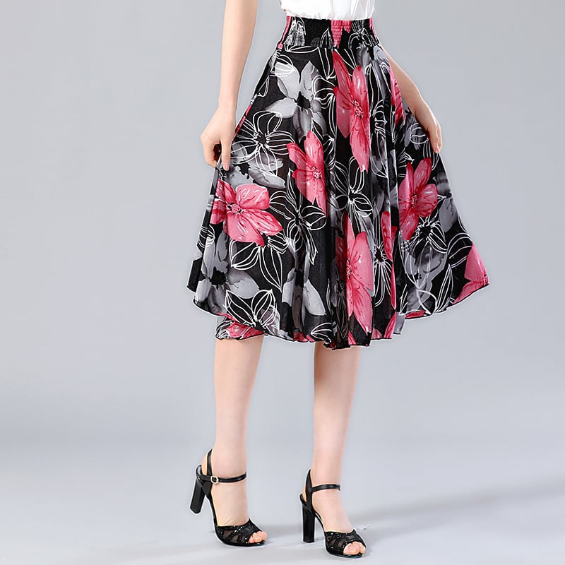 Юбка, народен стил, къса пола, обемна пола, ацетатна тъкан, печат/ боядисване