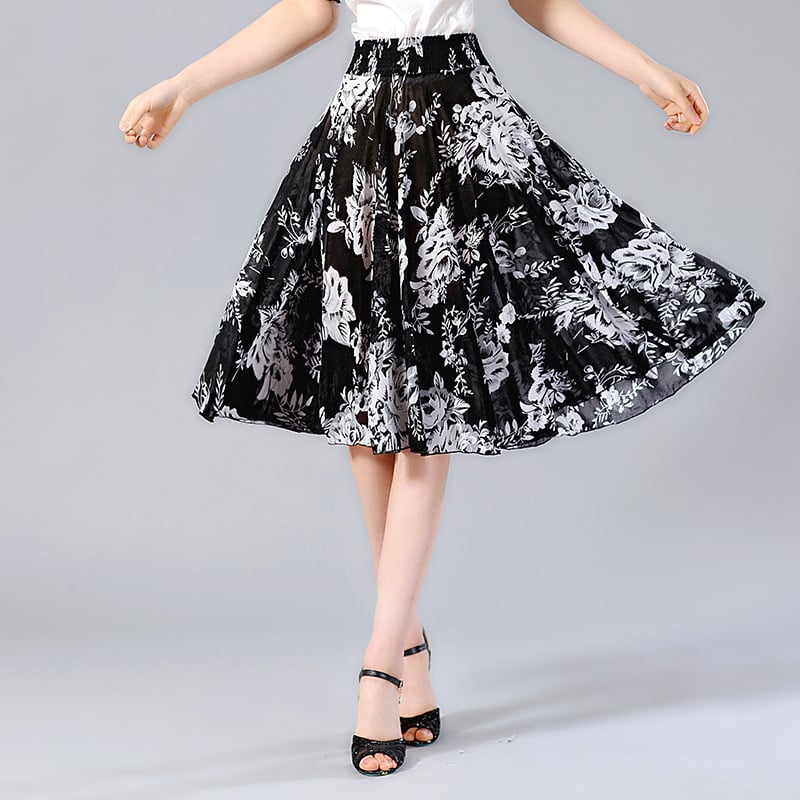 Юбка, народен стил, къса пола, обемна пола, ацетатна тъкан, печат/ боядисване