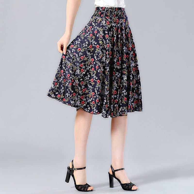 Юбка, народен стил, къса пола, обемна пола, ацетатна тъкан, печат/ боядисване