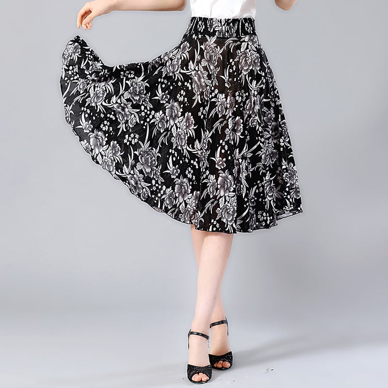 Юбка, народен стил, къса пола, обемна пола, ацетатна тъкан, печат/ боядисване