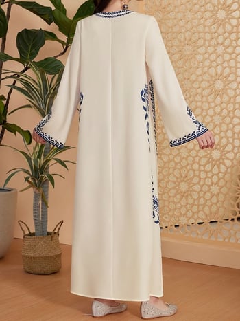 Ženska haljina s V izrezom, pleteni geometrijski print, duga A-linijska haljina – elegantan pulover stil