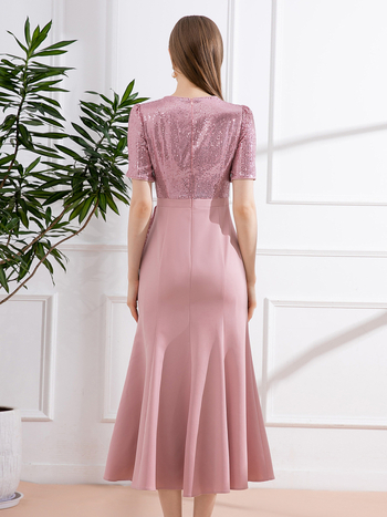 Kāzu kleita līgavas mātei, izsmalcināts stils, poliesters 80-90% ar kokvilnu zem 30%, garums 128 cm, vasara 2024