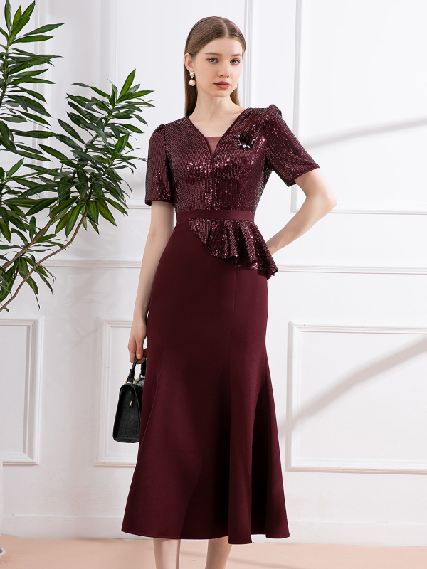 Kāzu kleita līgavas mātei, izsmalcināts stils, poliesters 80-90% ar kokvilnu zem 30%, garums 128 cm, vasara 2024