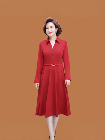 Poliesterio midi ilgio suknelė, elegantiškas kasdienis stilius, 70-80% poliesterio, ruduo 2025