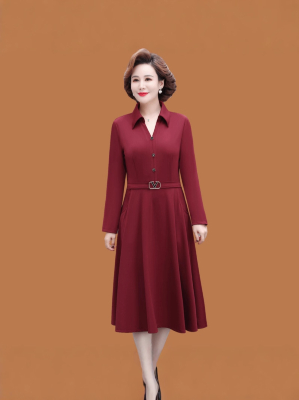 Poliesterio midi ilgio suknelė, elegantiškas kasdienis stilius, 70-80% poliesterio, ruduo 2025