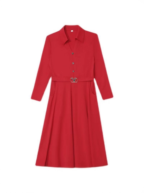 Poliesterio midi ilgio suknelė, elegantiškas kasdienis stilius, 70-80% poliesterio, ruduo 2025