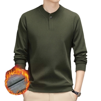 Zimska muška majica s flis podstavom, okrugli izrez, dugi rukav, slobodan kroj, poliesterska smjesa