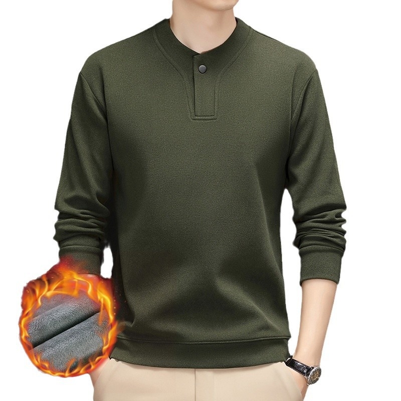 Zimska muška majica s flis podstavom, okrugli izrez, dugi rukav, slobodan kroj, poliesterska smjesa