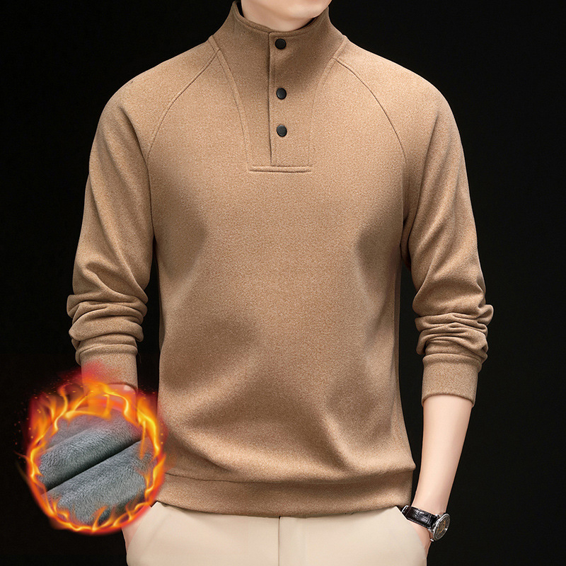 Zimska muška majica s flis podstavom, okrugli izrez, dugi rukav, slobodan kroj, poliesterska smjesa