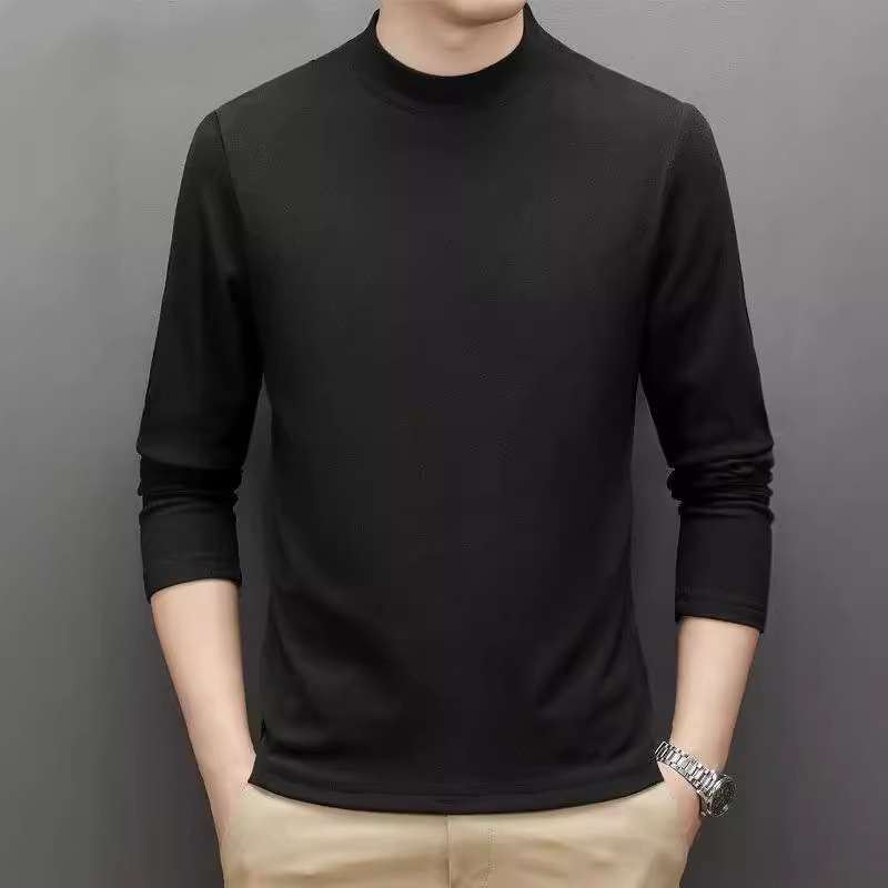 Zimska muška majica s flis podstavom, okrugli izrez, dugi rukav, slobodan kroj, poliesterska smjesa