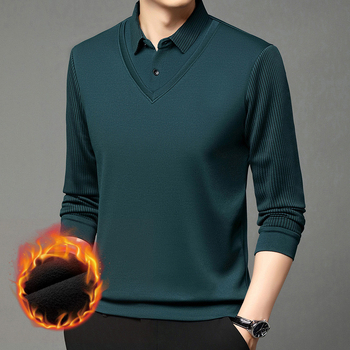 Zimska muška flis majica s reverom, dugi rukavi, udoban kroj