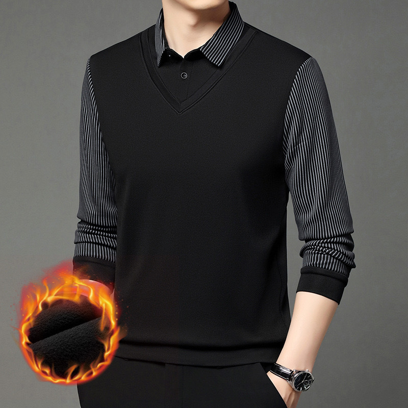 Zimska muška flis majica s reverom, dugi rukavi, udoban kroj