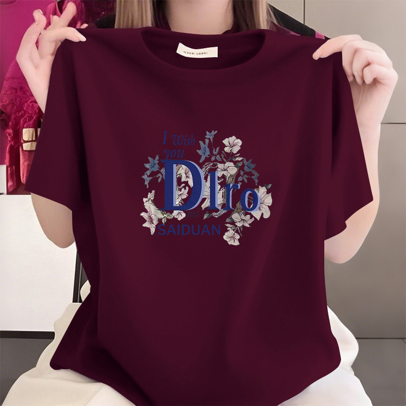 Ljetna majica od 100% pamuka za žene srednje dobi, slobodnog kroja, kratkih rukava, okrugli izrez, prikriva trbuh, casual top