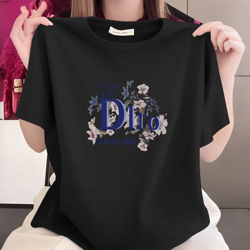 Ljetna majica od 100% pamuka za žene srednje dobi, slobodnog kroja, kratkih rukava, okrugli izrez, prikriva trbuh, casual top